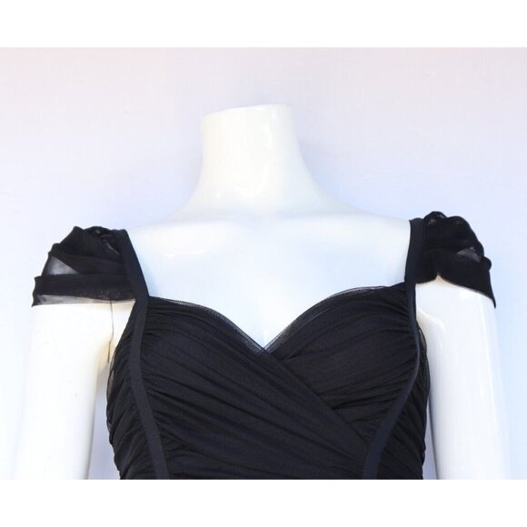BCBCMAXAZRIA Women’s Size XXS Black Bodycon Mesh Cap Sleeve Ruched Mini - Picture 3 of 9